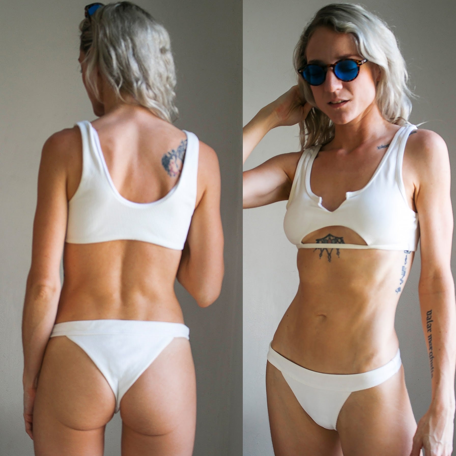 White Ribbed - 2 Piece Bikini Set