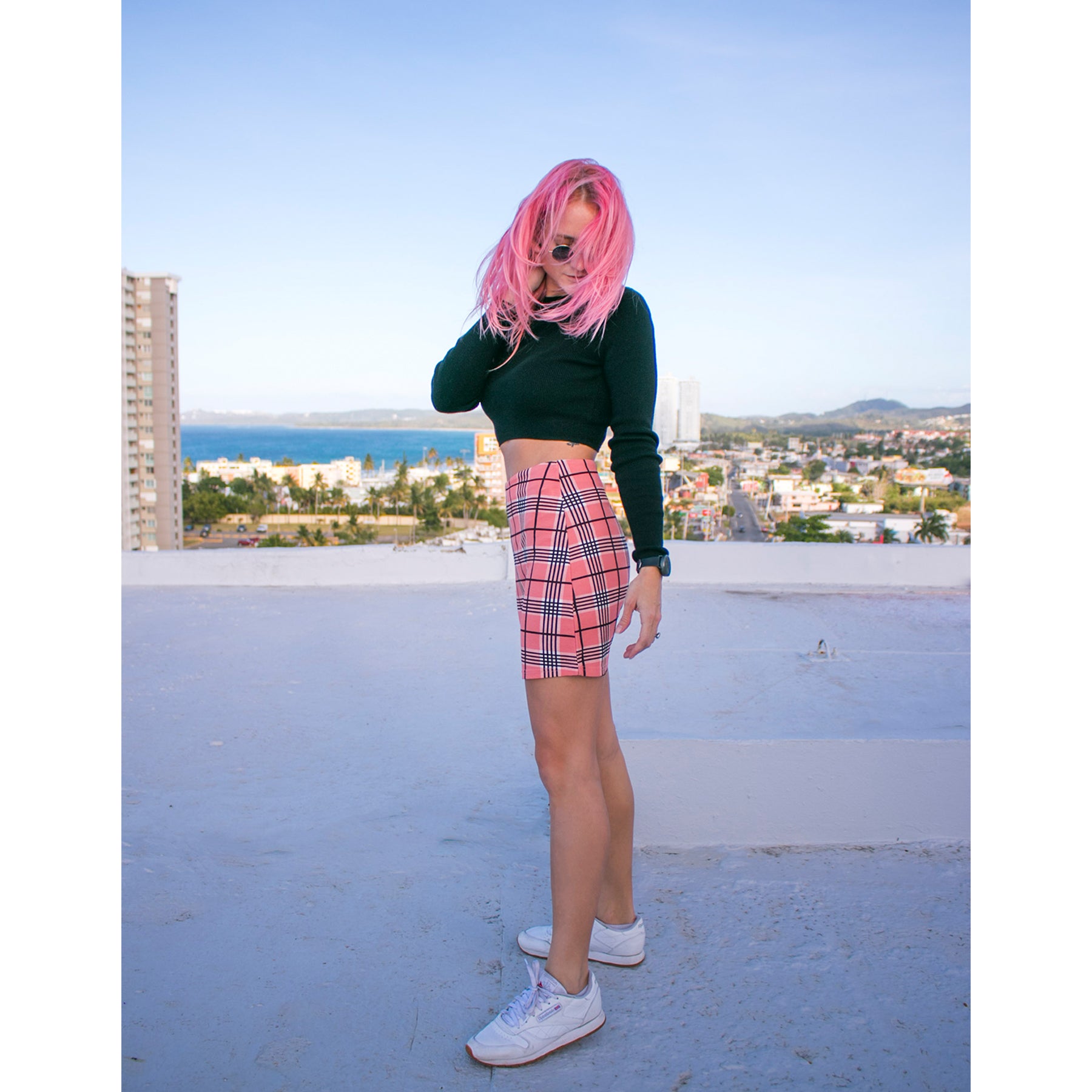 Pink Plaid Miniskirt